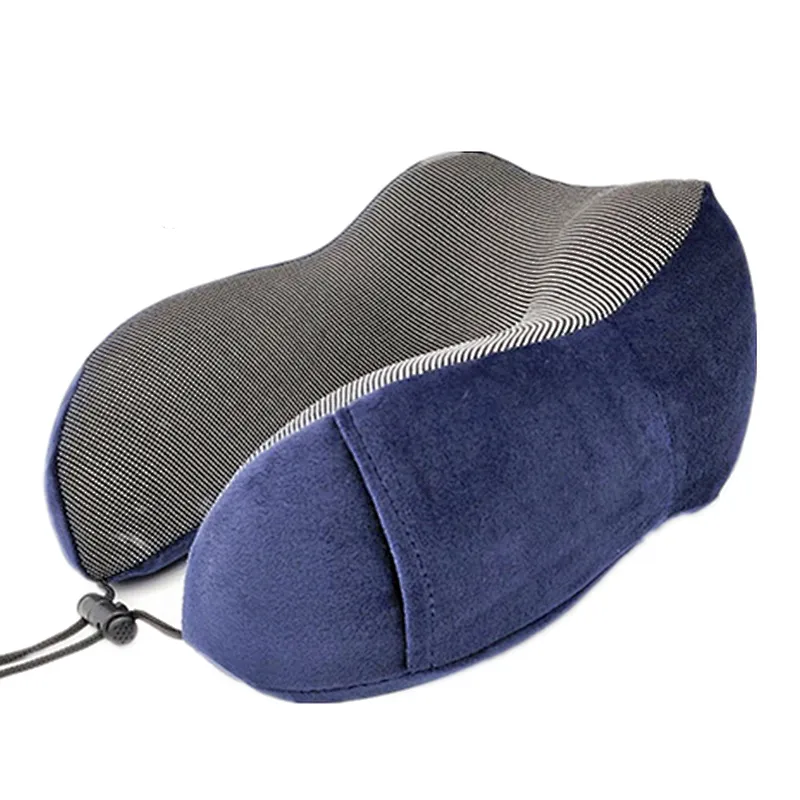 Memory U-shaped neck guard pillow with buckle cervical slow recovery neck pillow plush office nap pillow