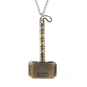 Fashion  High quality Design Thor Hammer metal key chain promotion gift Men Metal Weapon Pendant Necklaces