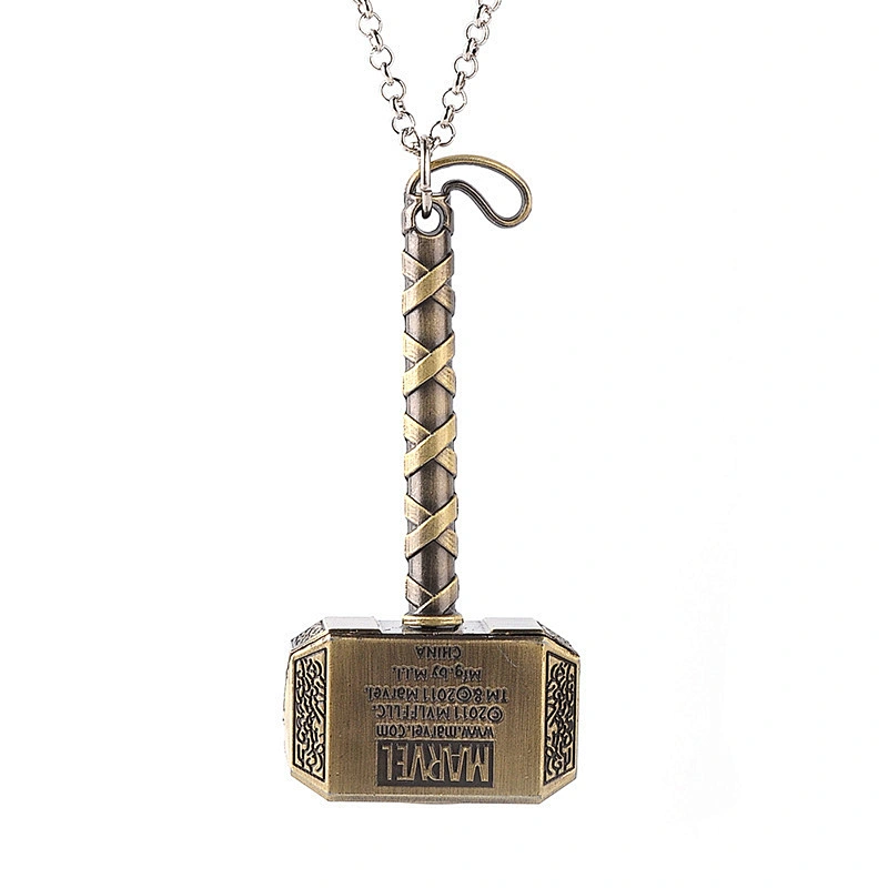 Fashion  High quality Design Thor Hammer metal key chain promotion gift Men Metal Weapon Pendant Necklaces