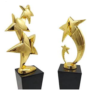 High qualityCustom logo Own Design golden trophy resin star trophy resin souvenir promotion trophy