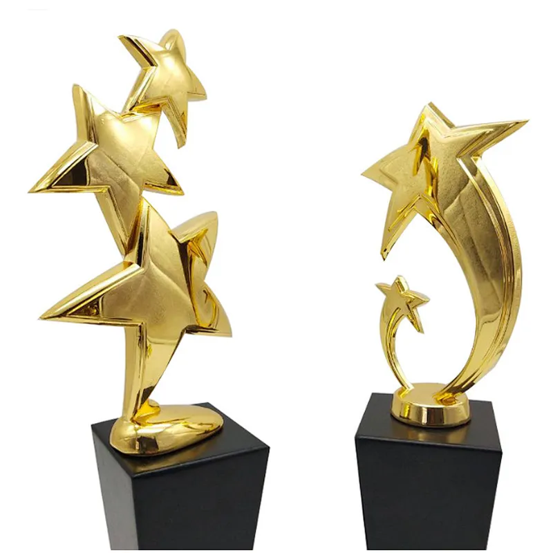 High qualityCustom logo Own Design golden trophy resin star trophy resin souvenir promotion trophy