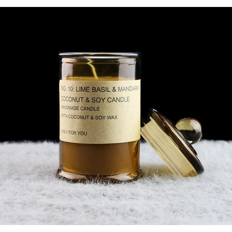 wholesale Luxury Amber Glass Scented Candle jar  custom logo wedding party Decoration candle jars