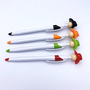 Plastic ballpoint toy cowboy hat pen, creative student advertising pen, customizable logo pen
