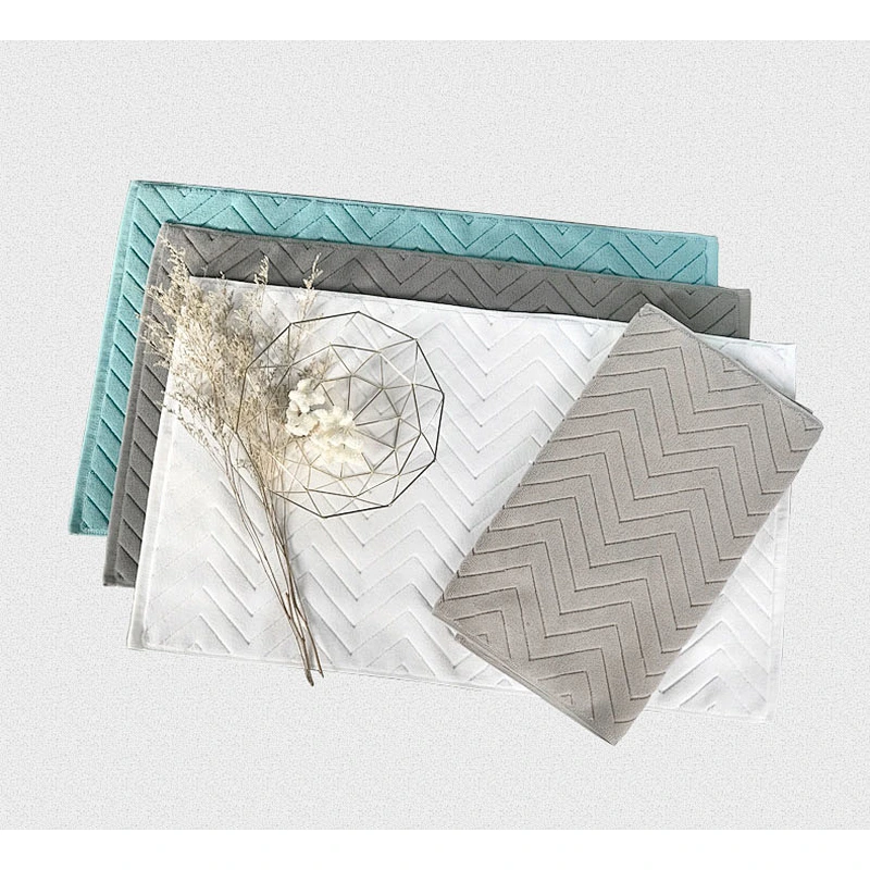 Custom High Quality Bath Mat Thick Absorbent 100% China Cotton  Non-Slip Five Star Hotel Bath Mat