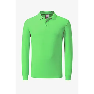 High Quality Custom promotion Men  Polo shirt 100% Cotton Button Front Long Sleeve Polo Shirt