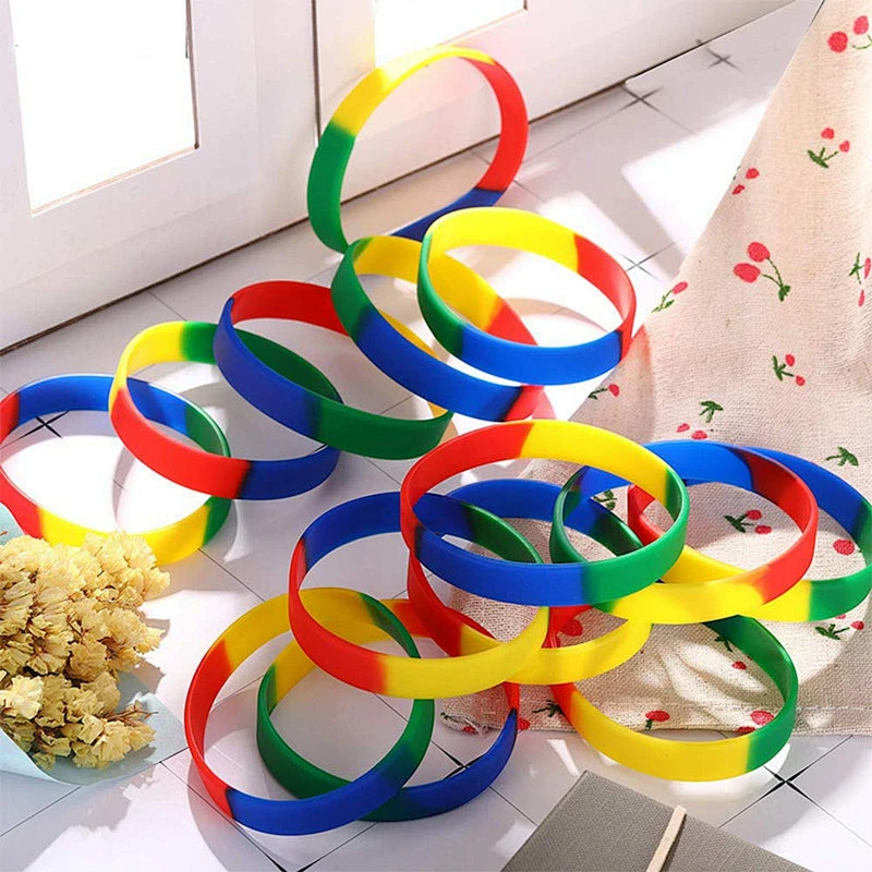 High Quality personalized Mixed Colours  Rainbow Pride Silicone Bracelet LCBT Friendship Band Silicone Wristband