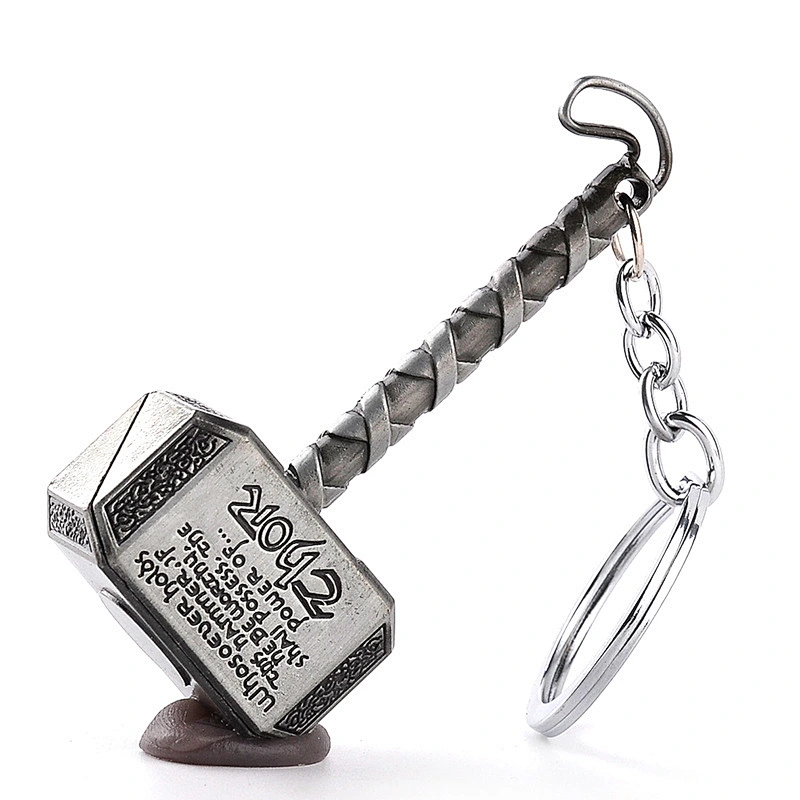 High Quality Custom Logo Thor Hammer Metal Key Chain Men Zinc Alloy  Metal Chaveiro Women Gifts