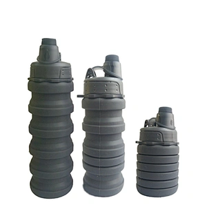 Custom Eco-friendly Leakproof Foldable Silicone Outdoor Sport Collapsible Water Bottle Silicone BPA free Telescopic cup