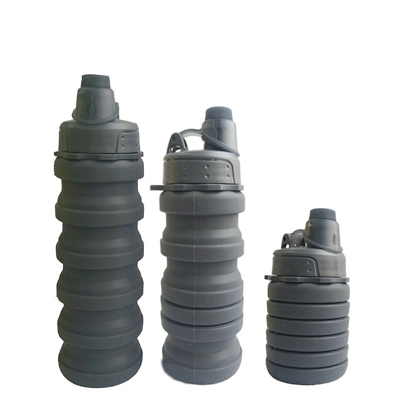 Custom Eco-friendly Leakproof Foldable Silicone Outdoor Sport Collapsible Water Bottle Silicone BPA free Telescopic cup
