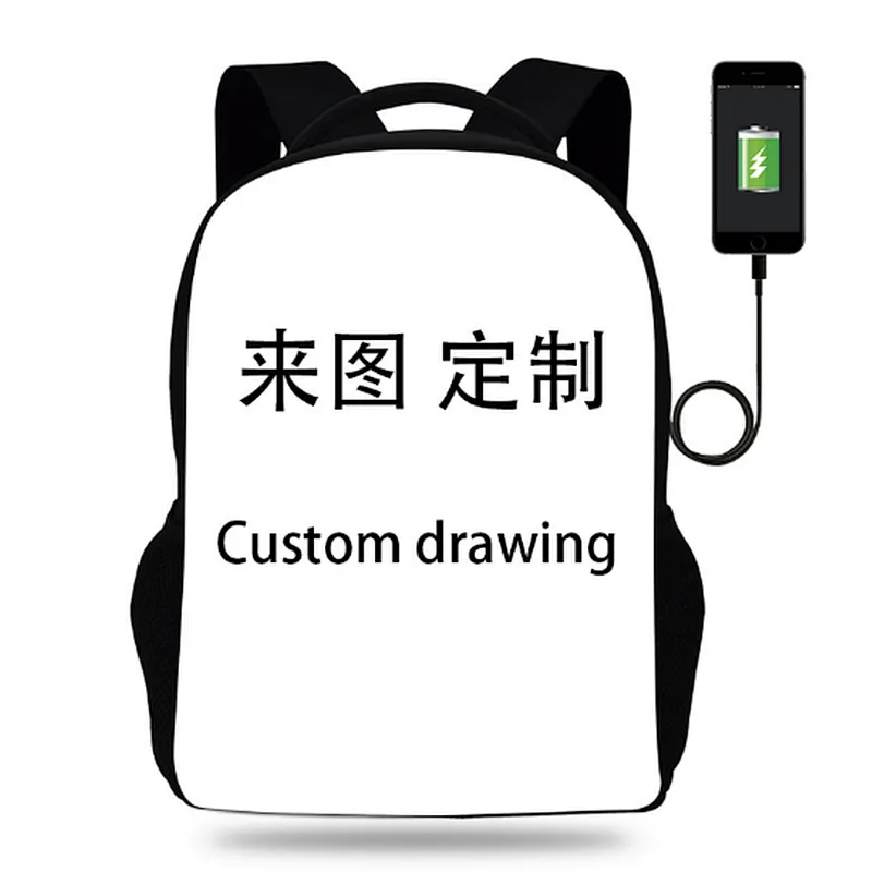 Multi-pocket sports traveling backpack, with USB port bag, customized pattern and logo suitable for promotional gifts