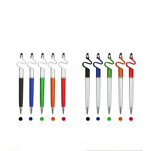 Promotional advertising pen customized logo multi-function touch screen ballpoint pen with mobile phone stand capacitive pen