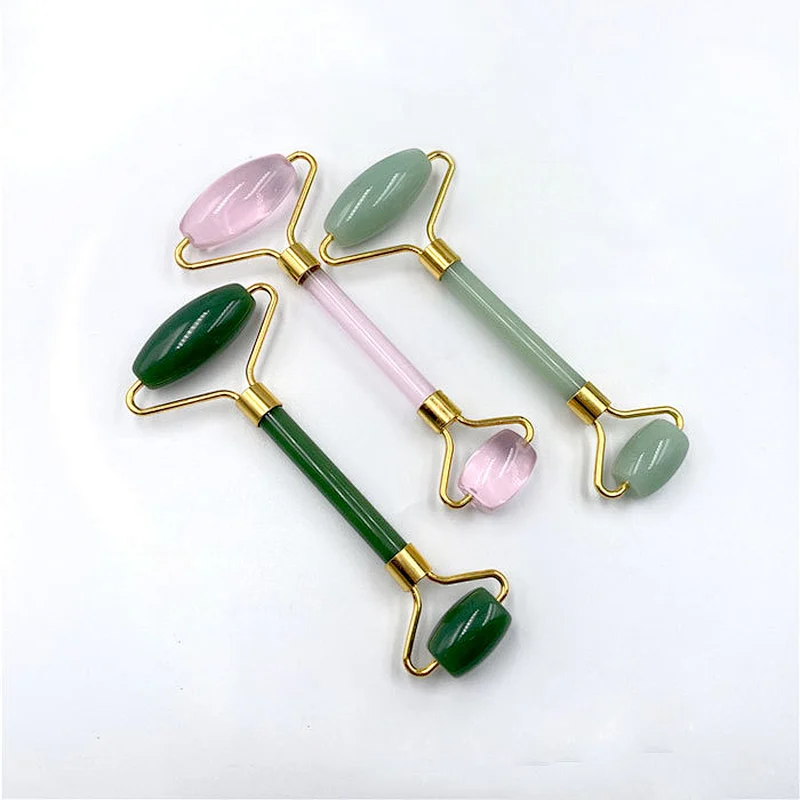 Hot Sale High Quality Handheld  Anti Aging Eye Roller Rose Quartz Facial Massage jade facial roller