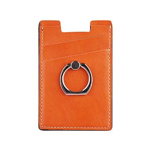 Promotional gifts custom logo PU leather RFID Blocking phone case credit card holder with 360 Degree Rotating ring kickstand