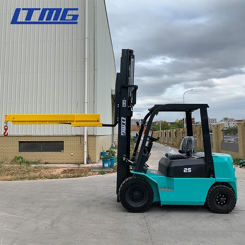 Forklift with crane arm attachment