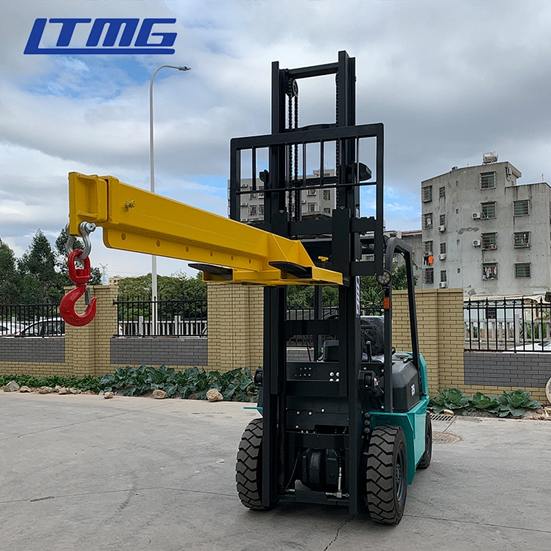 Forklift with crane arm attachment