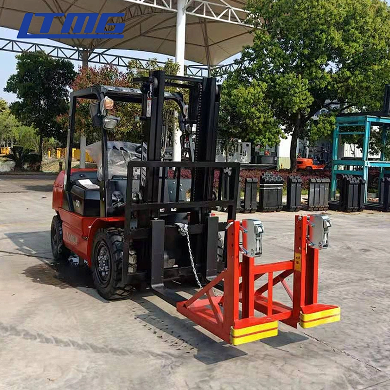 LTMG fork truck 3ton 4ton 5ton diesel forklift truck with drum clamp attachment for sale