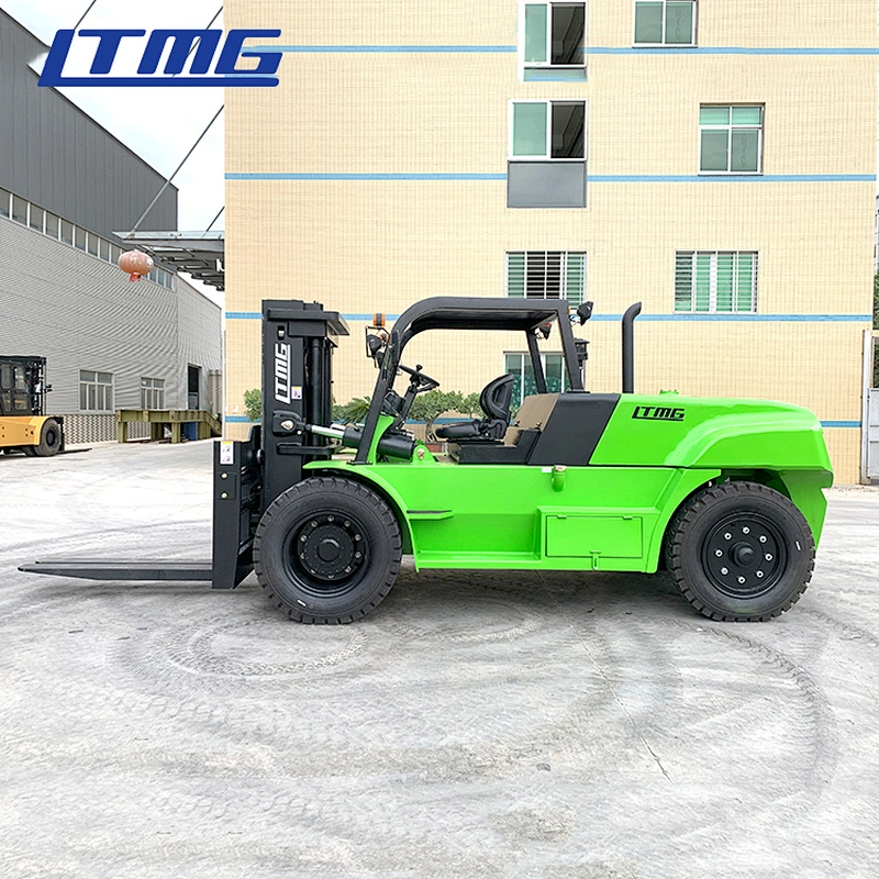 Chinese container forklift 10ton material handling hydraulic fork lift with 2 stage 2.3m lift height fork positioner