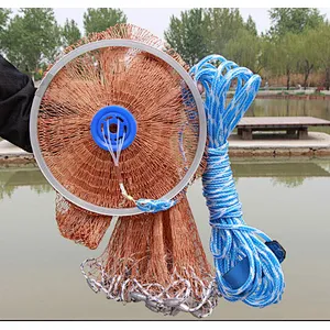 Nylon Monofilament Fishing Net Diameter 3.6m American Aluminium Alloy Ring  Hand Throw Casting Net with Sinker Fly Casting Net