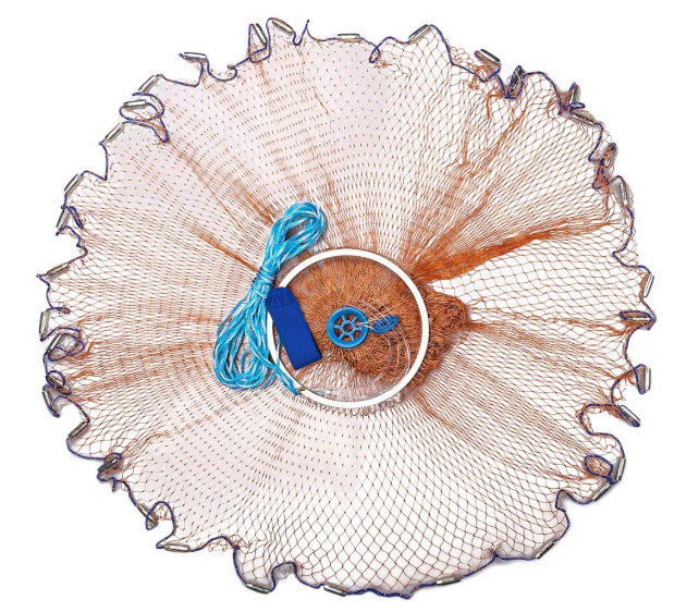 Saltwater and Freshwater Hand Casting Net with Aluminum Frisbee for Bait Trap Fish Throw Net 6FT Radius Casting Nets