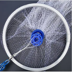 Monofilament Aluminium Alloy Ring  Radius 6ft Easy Hand Throwing Casting Net with Lead Sinker Small Mesh Fish Catching Net