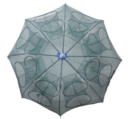 Durable Crab Net Crayfish Trap 16 Holes Umbrella Folding Fishing Crab Traps