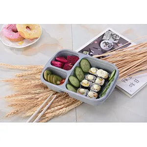 Children airtight lunch box student bento box wheat straw PP material heat resisting