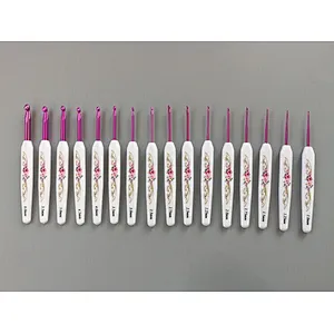 China knitting tool 16pieces/set factory supply wholesale plastic Aluminium hook lace hook for crochet