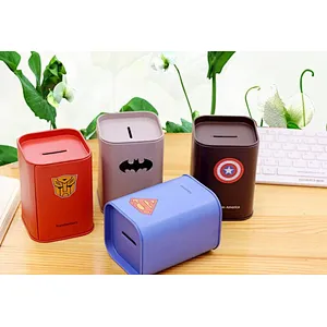 money box coin bank tin can Cartoon Superman Batman Captain America Transformer with low price