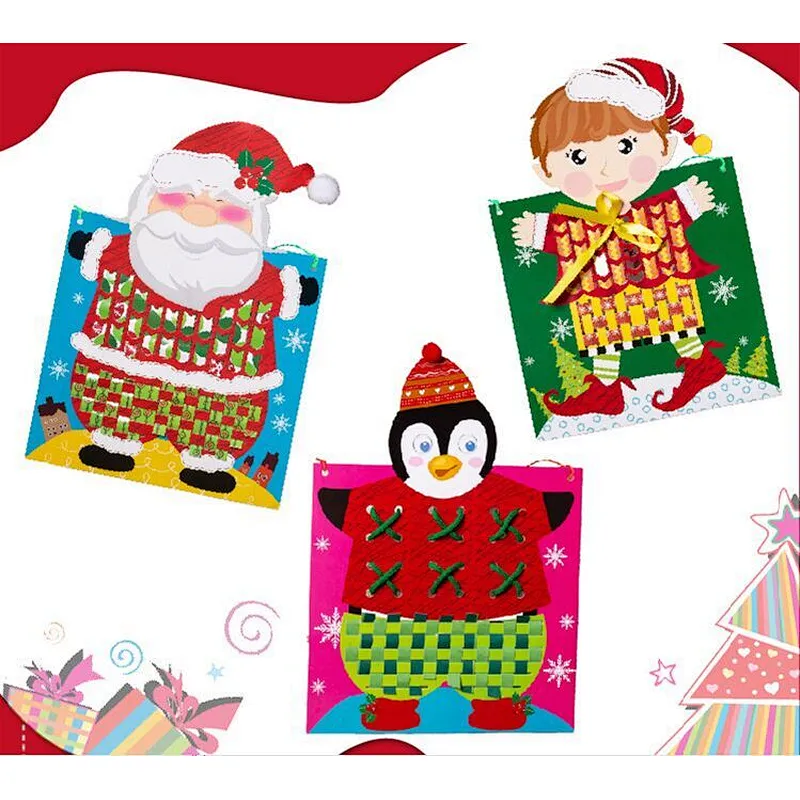 knitting paper kids DIY toy Christmas set kindergarten pendant