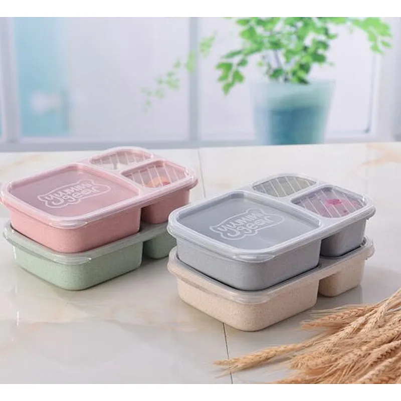 Children airtight lunch box student bento box wheat straw PP material heat resisting