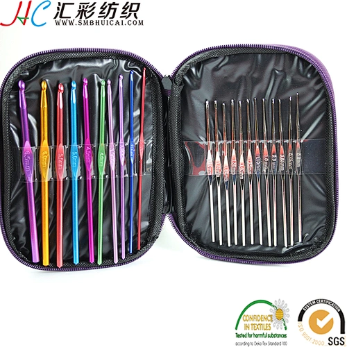 China knitting tool 22pieces/set factory supply near Shanghai wholesale Aluminium hook lace hook for crochet sweater