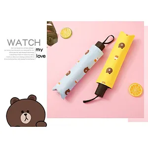 kids umbrella UV three-floding umbrella brown bear kindergarten