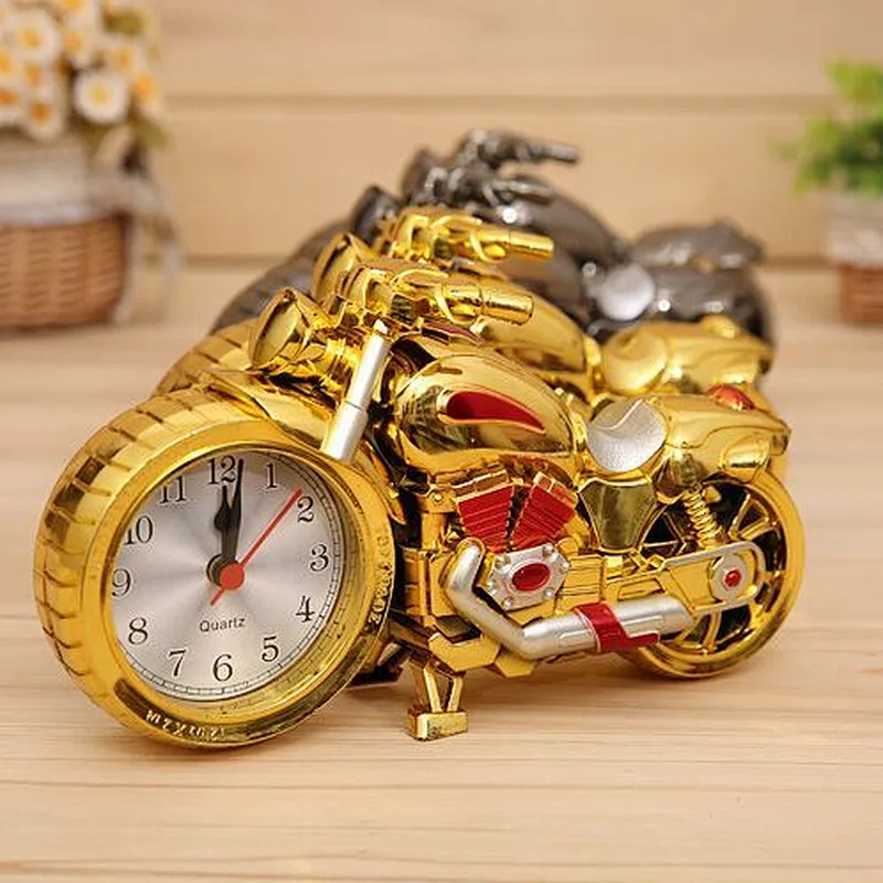 Antique motorcycle creative alarm clock student children bedroom plastic pointer boutique gift clock