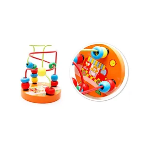 Wholesale Educational Kids Cartoon Wooden Block String Beads Round Bead Baby Toys