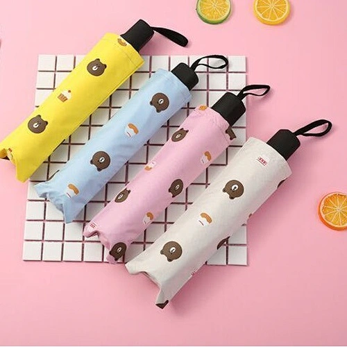 kids umbrella UV three-floding umbrella brown bear kindergarten