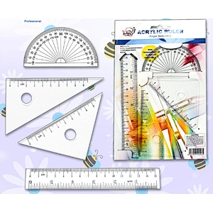 Acrylic 15cm Simple and Transparant Ruler 4 piece set