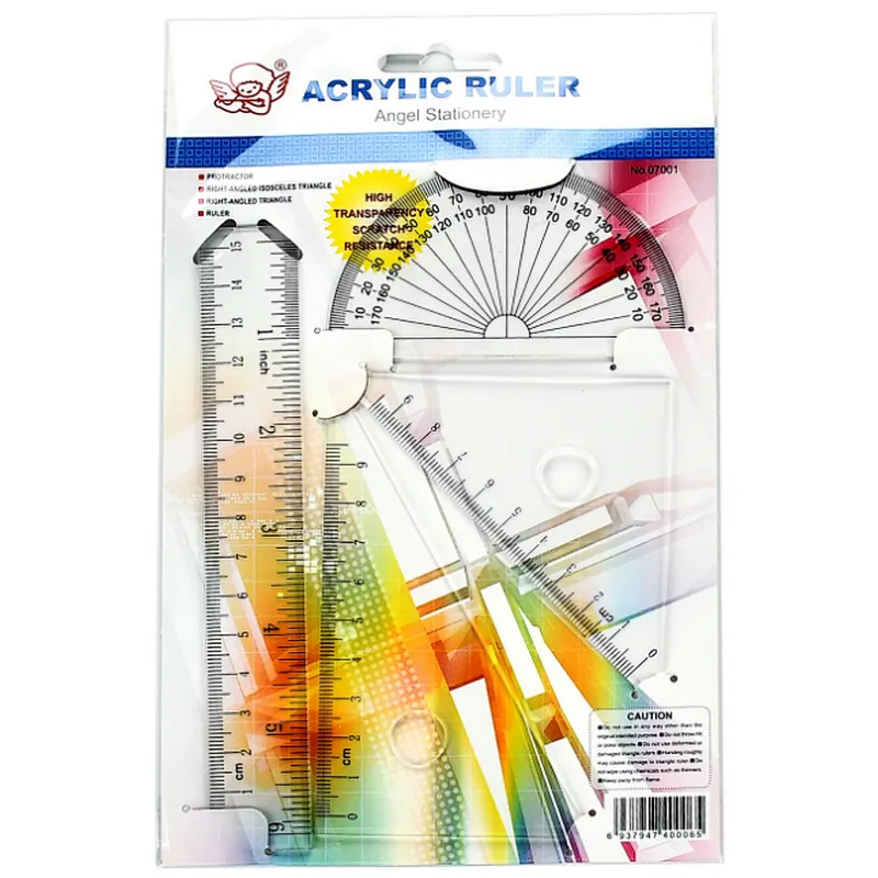 Acrylic 15cm Simple and Transparant Ruler 4 piece set