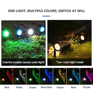 ALLTOP High Power 2200mAH Battery ABS Landscape Decoration Waterproof IP65 Bicolor Spike Solar LED Garden Light