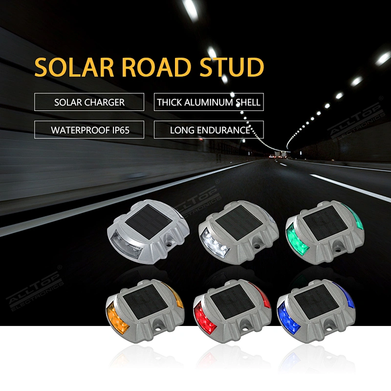 ALLTOP IP65 Waterproof Flashing Cat Eyes Motorway 800m Reflective Distance Aluminium PC Solar Traffic Road Stud Light