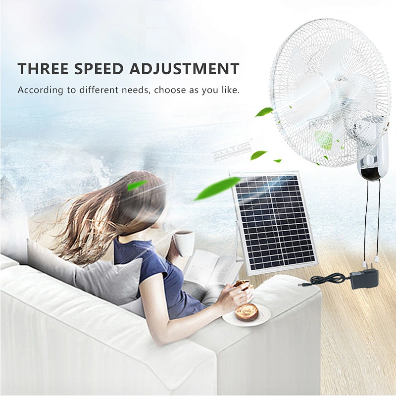 ALLTOP Low price cooling electric type high-speed home interior mute 16 Inch solar wall mounted fan