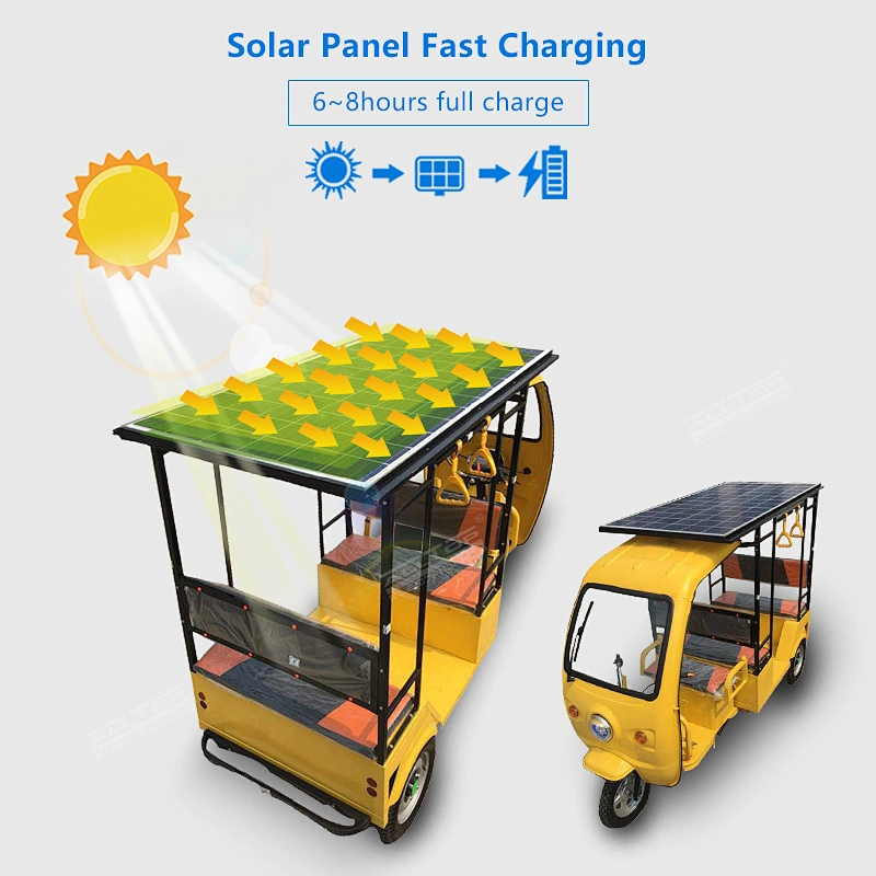 ALLTOP Factory Direct Iron Housing Sightseeing Car Solar Three Wheel Electric Touring Car Tour Solar Tricycle