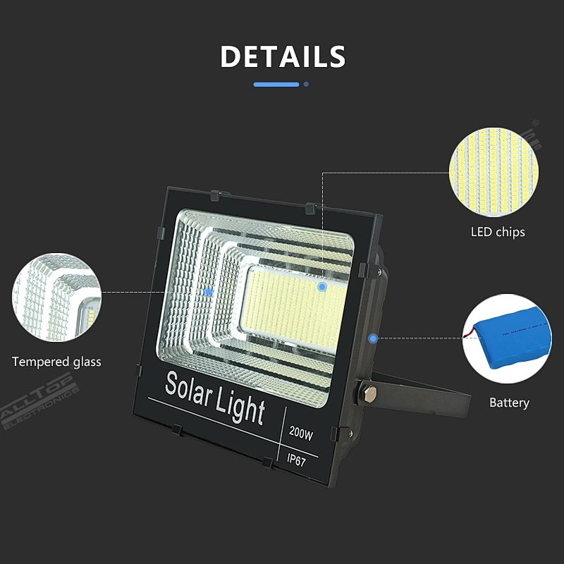 ALLTOP 25watt 40watt 60watt 100watt 200watt 300watt waterproof IP65 outdoor solar powered flood light with remote