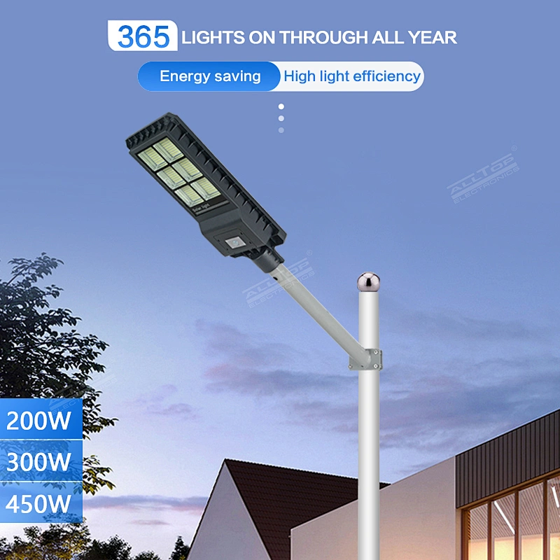 ALLTOP 200W 300W 450W 160LM Wireless Waterproof PIR Motion Sensor All In One Solar Street Lights