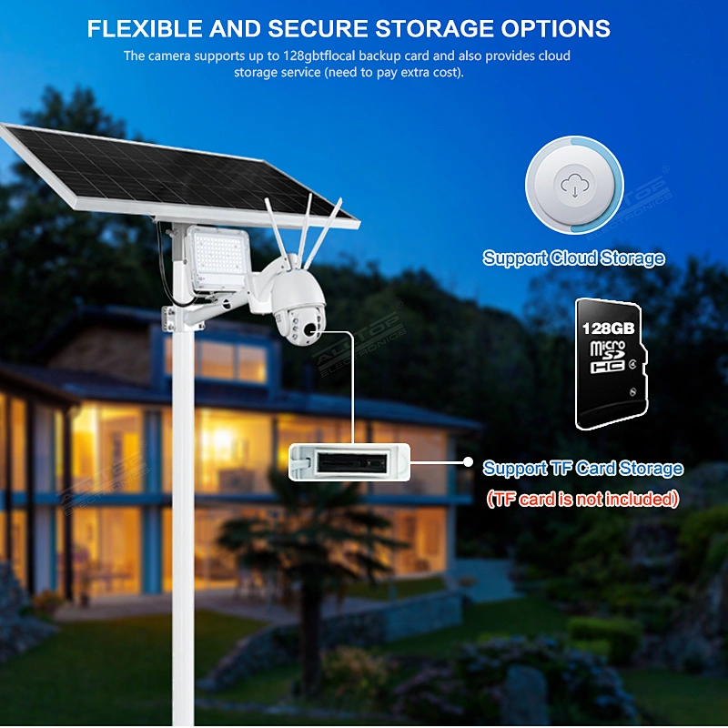 ALLTOP Modern design aluminium ip65 waterproof 80w solar flood light with 4g wifi cctv camera
