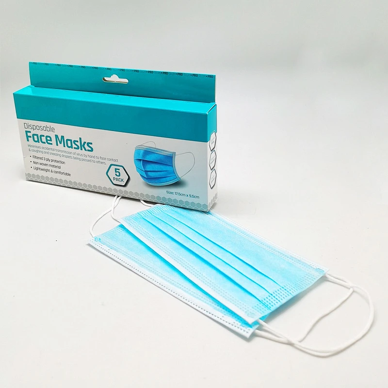 5 Pieces Face Mask 3 Ply Disposable Face Masks Non-Woven Mask Protective Mask with CE