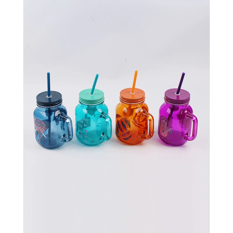GLASS CUP WITH STRAW