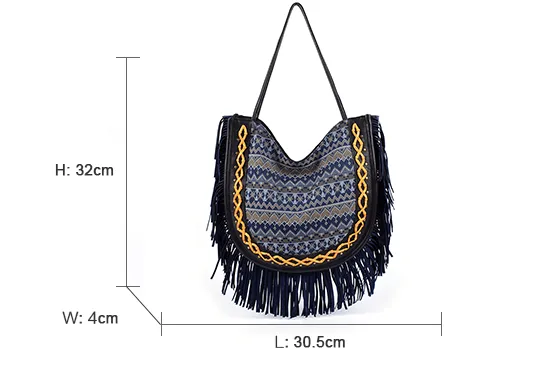 ladies Denim bag with suade leather tassel suppliers