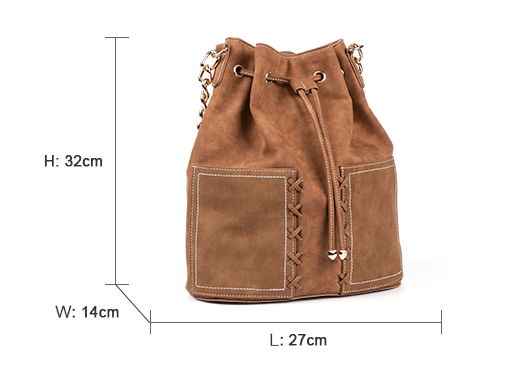 Woman Large Size Brown Leather Bucket Bag suppliers
