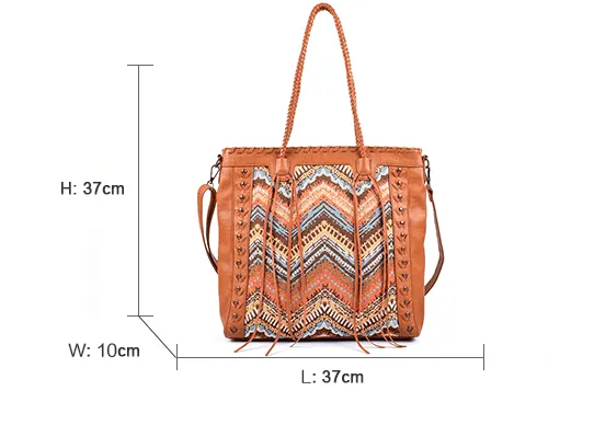 ladies vintage tapestry bag with suade leather tassel suppliers