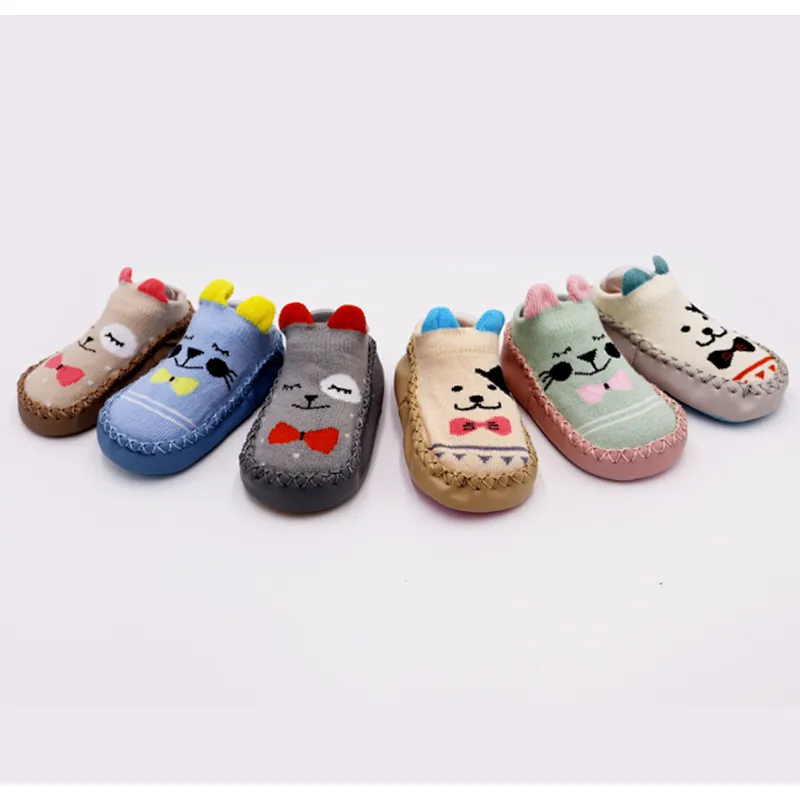 Newborn toddler socks cartoon baby shoes socks non slip rubber sole children's floor socks